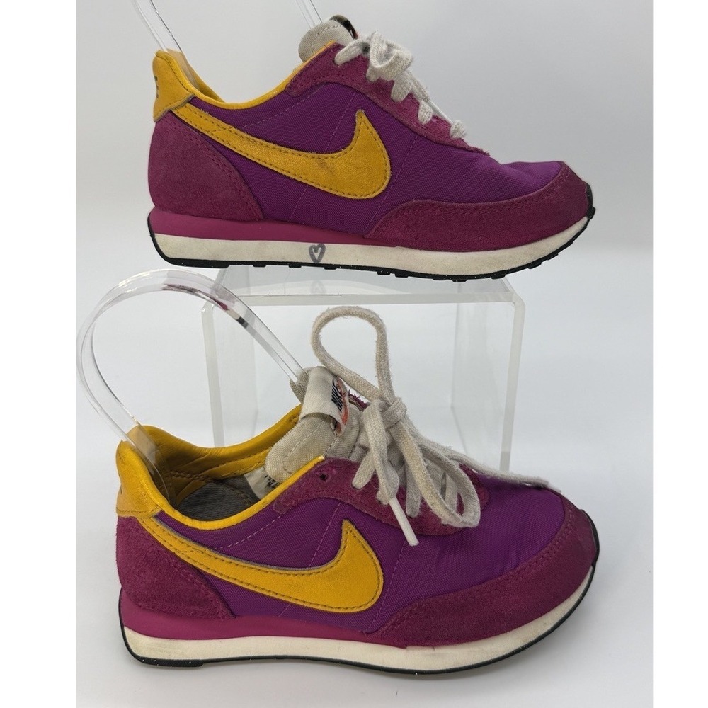 Nike Waffle Trainer 2 Kids 11C Purple Yellow Retro Running Shoes Sneakers